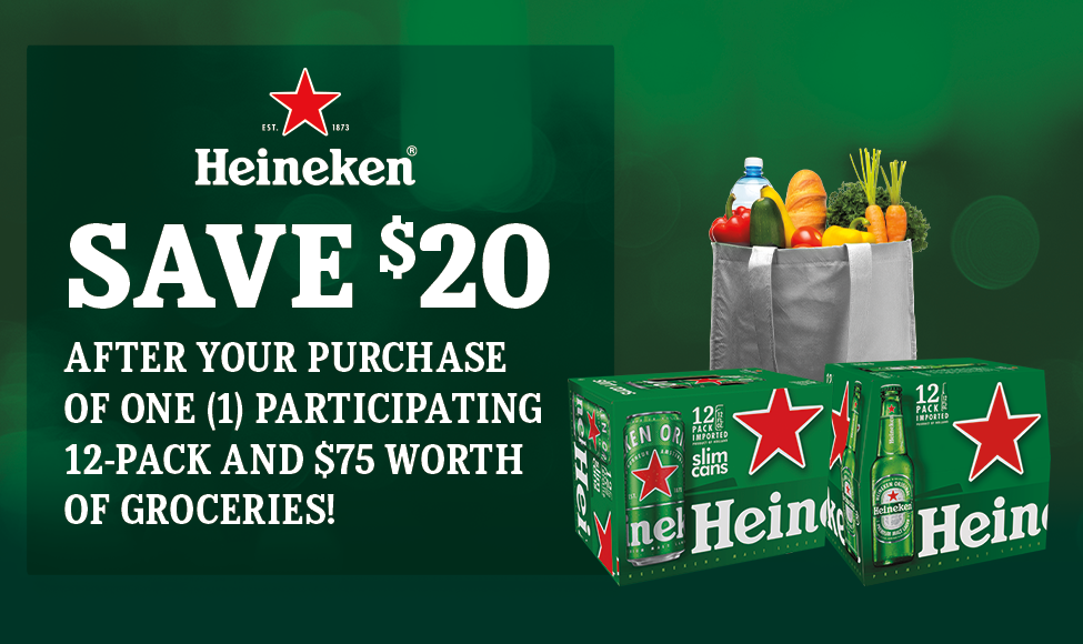 $20 beer rebate with $75 grocery purchase: HEINEKEN, AMSTEL Light, DOS EQUIS, more. Selected states. Plus possibly make money.