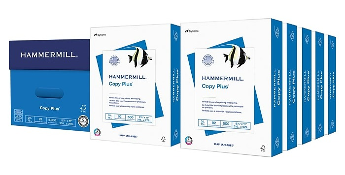 Copy Paper, 8.5" x 11", 20lb, 500 pages/ream, Hammermill 92 Brightness, 10 for $40, exp 7/11