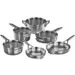 Costco has Calphalon Premier 10-piece Stainless Steel Space Saving Cookware for $ 270 after $80 off - lowest Costco price for tri-ply stainless steel 10-piece Calphalon set!