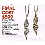 Macy's Black Friday: 1/4 ct tw Diamond Pendant in 14k White or Yellow Gold for $599.00