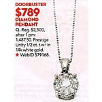 Macy's Black Friday: 1/2 ct tw Prestige Unity Diamond Pendant in 14k White Gold for $789.00