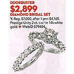 Macy's Black Friday: 2 ct tw Prestige Unity Diamond Bridal Set in 14k White Gold for $2,899.00