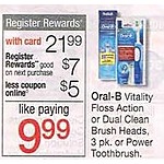 Walgreens Black Friday: Oral-B Vitality Floss Action or Dual Clean Brush Heads 3 pk or Power Toothbrush for $16.99