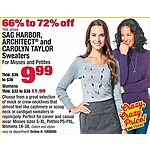 Boscov's Black Friday: Misses, Petites or Women's Sweaters from Sag Harbor, Architect or Carolyn Taylor for $9.99 - $11.99