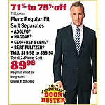 Boscov's Black Friday: Men's Regular Fit Suit Separates by Adolfo, Haggar, Geoffrey Beene or Bert Pulitzer for $89.98