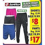 Big 5 Sporting Goods Black Friday: Lotto Youth's Soccer Shorts or Pants for $8.00 - $17.00
