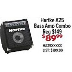 Sam Ash Black Friday: Hartke A25 Bass Amp Combo for $89.99