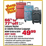 Boscov's Black Friday: Leisure Vector or Adolfo Stratus Luggage, Any Size for $49.99