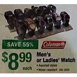 Menards Black Friday: Coleman Men's or Women's Watches, Select Styles for $8.99