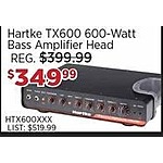 Sam Ash Black Friday: Hartke TX600 600-Watt Bass Amplifier Head for $349.99