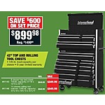 Northern Tool and Equipment Black Friday: International Professional Series 42&quot; Top and Rolling Tool Chest Combo for $899.98