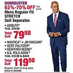 Boscov's Black Friday: Men's Regular Fit Stretch Suit Separates from Adolfo, Nautica, JM Haggar and More - 62-70% Off
