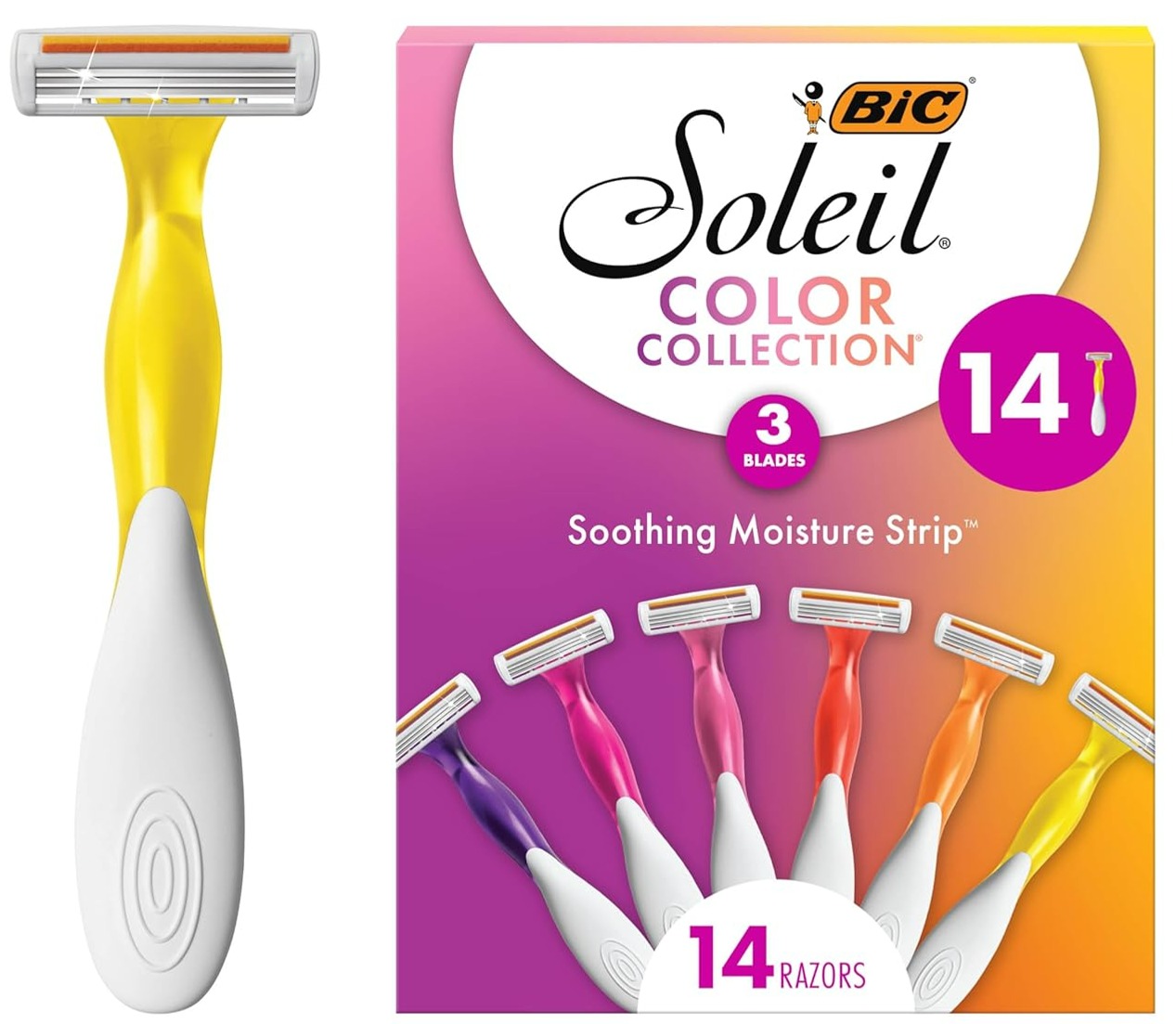 BIC Soleil Smooth Colors Women's Disposable Razors With 3 Blades, 14 Count $10.44