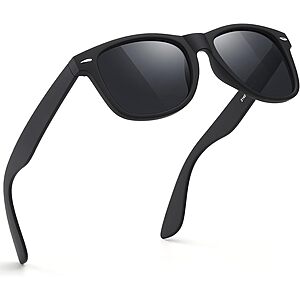 FEIDUSUN Polarized Square Frame Sunglasses (Black) $4 