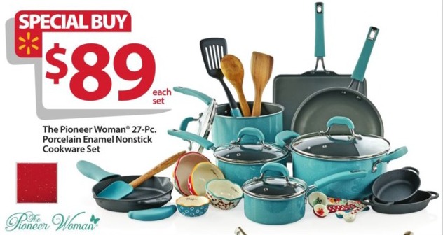 Walmart Black Friday: The Pioneer Woman 27-Pc Porcelain Enamel Nonstick Cookware Set for $89.00 ...