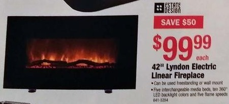 Menards Black Friday: Estate Design 42&quot; Lyndon Electric Linear Fireplace for $99.99 - 0