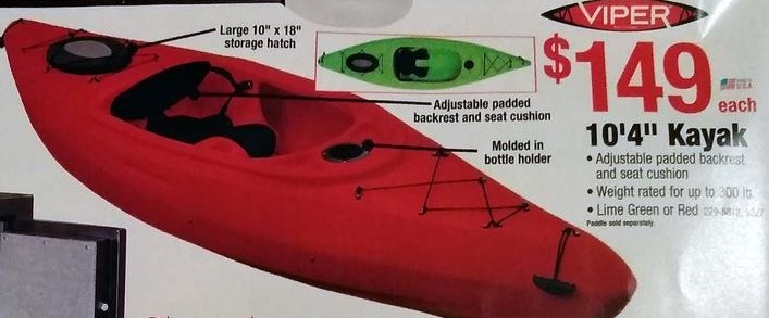 Menards Black Friday: Viper 10&#39;4&quot; Kayak for $149.00 - www.bagsaleusa.com/product-category/speedy-bag/