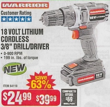 cordless freight harbor drill 18v lithium warrior driver friday deal