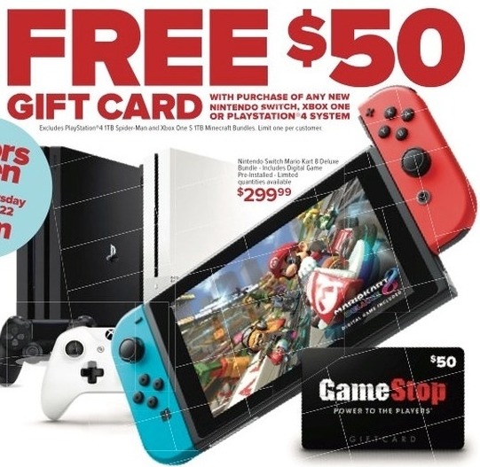 Gamestop Black Friday 50 Gift Card With Purchase Of Any New Nintendo Switch