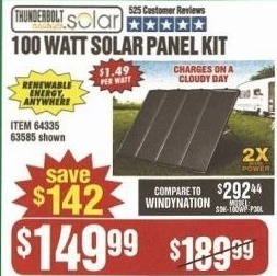 Harbor Freight Black Friday Thunderbolt Magnum Solar 100