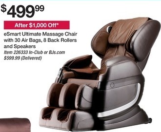 Bjs Wholesale Black Friday Esmart Ultimate Massage Chair For 499 99