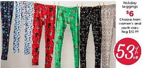 Craft Warehouse Black Friday: Holiday Leggings for Women and Youth for $6.00
