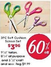 Craft Warehouse Black Friday: 3pc Soft Cushion Scissor Set for $3.96