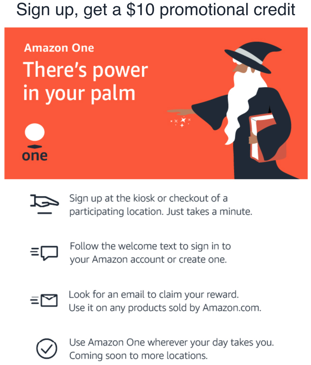 Free $10 for signing up to Amazon One
