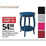 Shopko Black Friday: Powell Round AccentTable with Shelf, Assorted Colors for $54.99