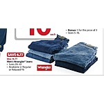 Walmart Black Friday: Wrangler Men's Regular or Relaxed Fit Jeans, Size 29 - 42 for $10.00