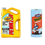 5-Qt Pennzoil Platinum Full Synthetic Motor Oil (Various Grade) + Scott Original Blue Shop Towels (1 Roll) $11 After $10 Rebate + Free Store Pickup Walmart.com $10.98