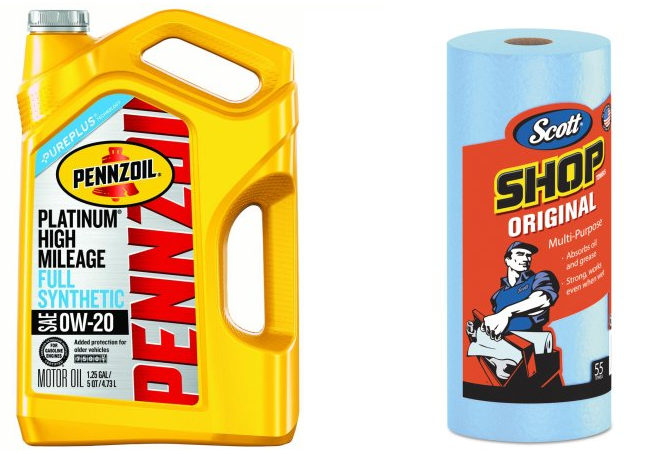 5-Qt Pennzoil Platinum Full Synthetic Motor Oil (Various Grade) + Scott Original Blue Shop Towels (1 Roll) $11 After $10 Rebate + Free Store Pickup Walmart.com $10.98