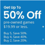 GameStop: Purchase 5+ Pre-Owned Video Games Priced at $19.99 or Less, Get 50% Off + Free Store Pickup