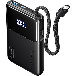 [AC] $14.27: INIU 45W 10000mAh Slimmest Power Bank w/ Built-in USB-C Cable at Amazon