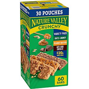 30-Pack 1.49-Oz Nature Valley Crunchy Granola Bars (Variety Pack) 4 for $25.90 w/ Subscribe & Save + Free Shipping