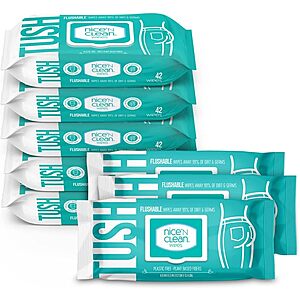 8-Pack 42-Count Nice 'N Clean Adult Flushable Wipes $11.75 