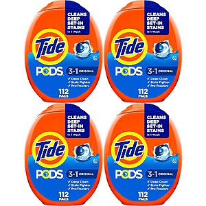 112-Count Tide PODS Laundry Detergent Pods (Original Scent) 4 for $63.25 w/ S&S + Free Shipping