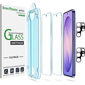 2-Pk amFilm Galaxy S26/S25/S24 Auto-alignment OneTouch Screen Protector from $4.35
