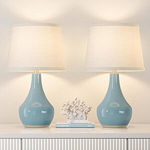 2-Pk 19.4" Seealle Modern Ceramic Table Lamps for Night Stands $31.50 + Free S&H