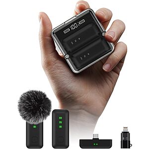 2-Pc IVANKY Mini Wireless Lavalier Microphone w/ Charging Case $10 