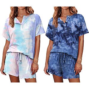2-Pk Ekouaer Women's Pajama Sets (Various Colors) $13 