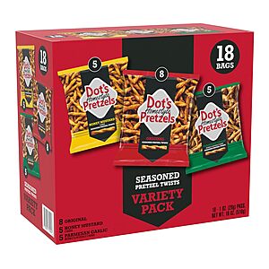 Select Accts: 18-Pk 1-Oz Dot's Pretzels Variety Pack $7 w/ S&S