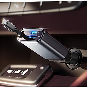 LISEN Retractable Car Charger w/ USB-C Cable: 75W 4-in-1 $11.99; 63W 3-in-1