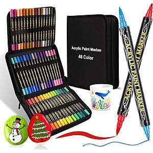 colpart Dual Tip Acrylic Paint Markers: 120 Color $18, 72 Color $13.50, 48 Color