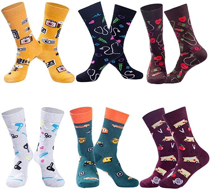 Christmas Socks for Men & Women Colorful Novelty Patterned Socks 6 Pairs US 7-13 $4.99