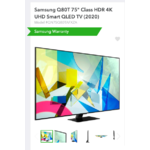 Greentoe offer - $2199 for QN75Q80T Samsung including taxes and shipping