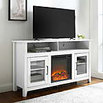 Woven Paths Highboy 2 Door Electric Fireplace TV Stand for TVs up to 65   Brushed White $298