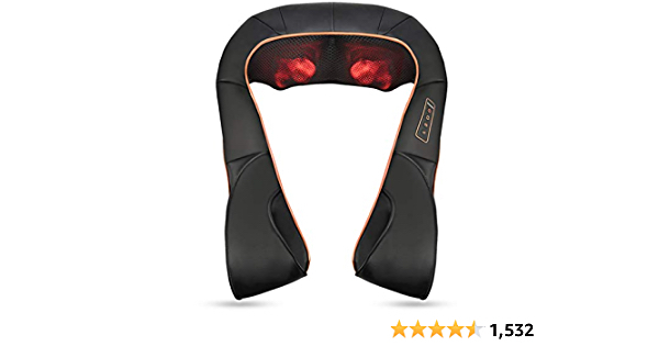 Shiatsu Neck Back and Shoulder Massager with Heat, Electric Deep Tissue Kneading Massage Pillow for Lower Back, Calf, Legs Muscle Massage, Home, Office, and Car Use - $25