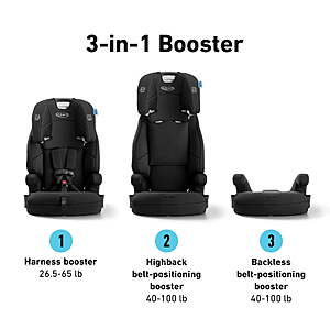 Graco Tranzitions 3-in-1 Harness Booster Car Seat, Proof, Black $111.98