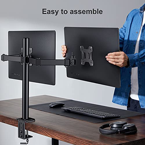 Huanuo Dual Monitor Stand w/ C Clamp & Base (for 13 to 27" Monitors) $12.61